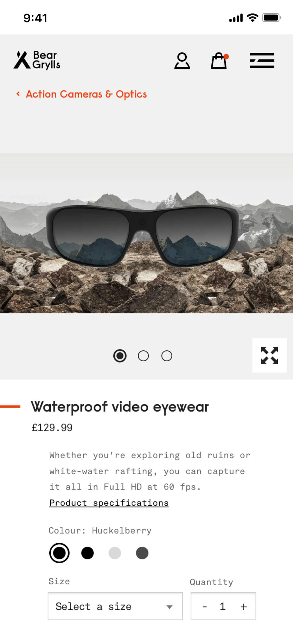 A product description page on a mobile device