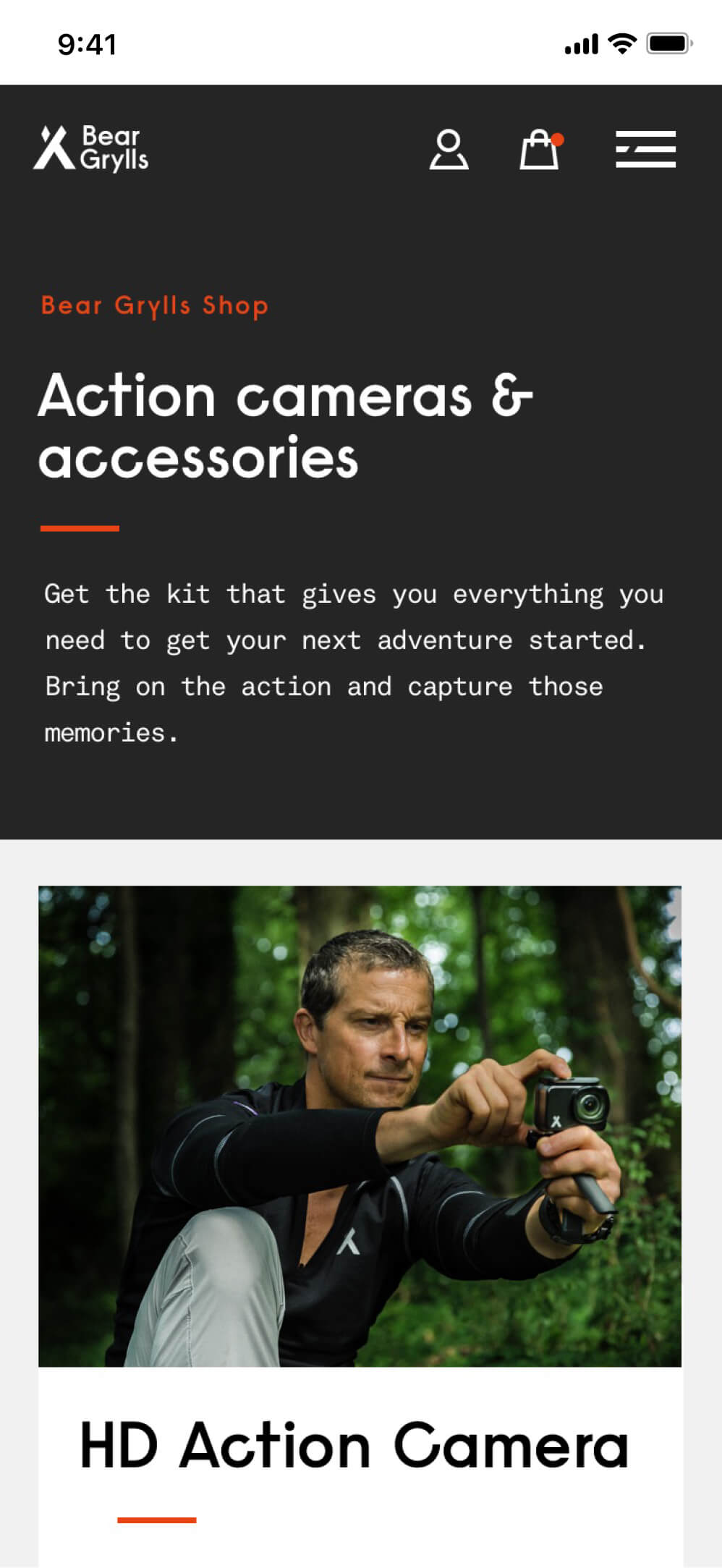 A product listing page on a mobile device