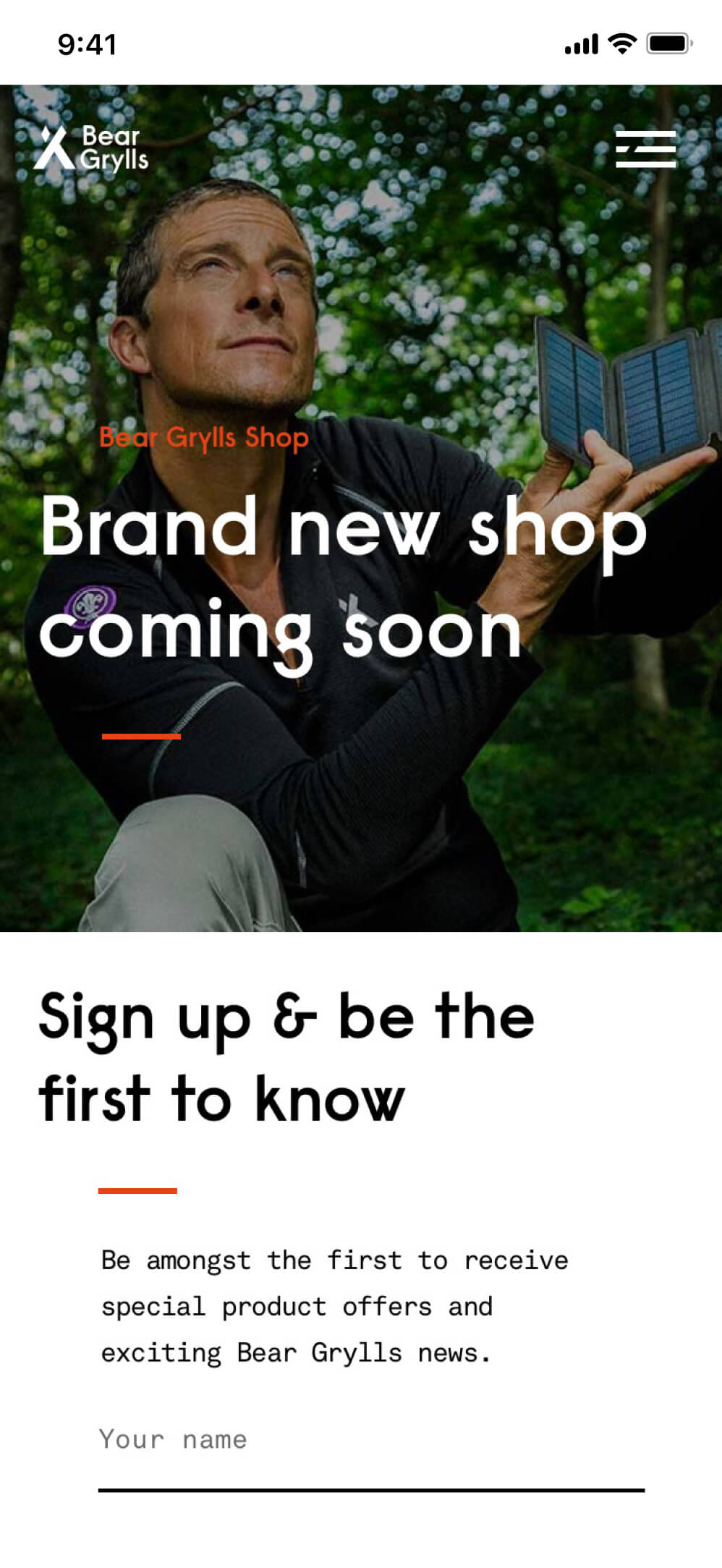 The pre-launch coming soon page on a mobile device