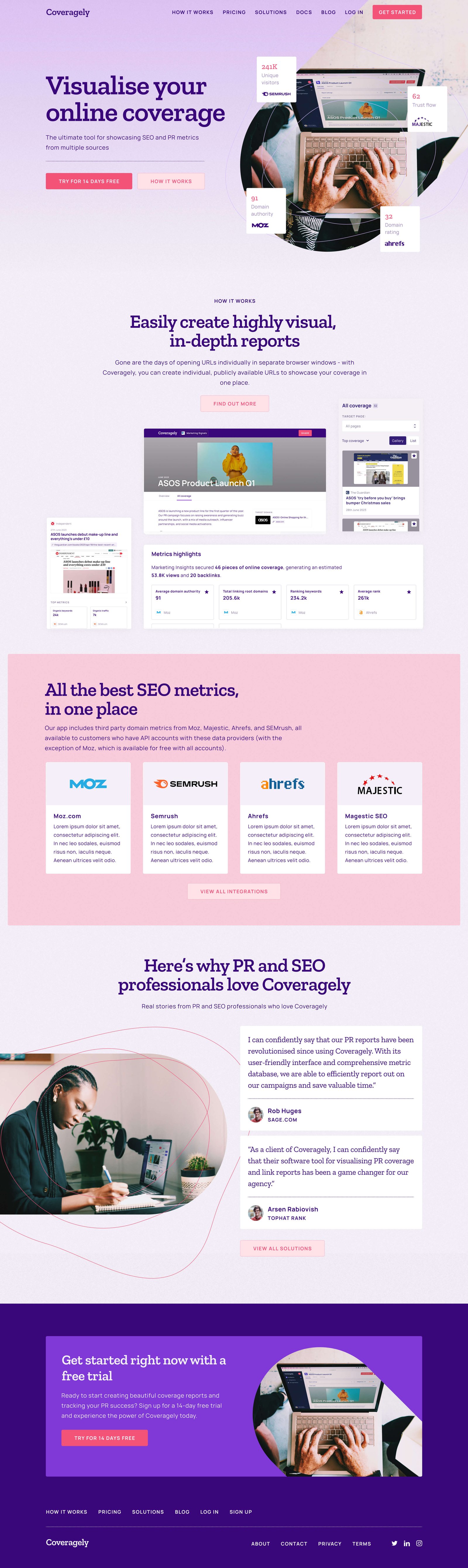 The desktop version of the homepage of the Marketing site