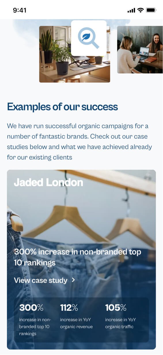 A snippet from the mobile About Us page