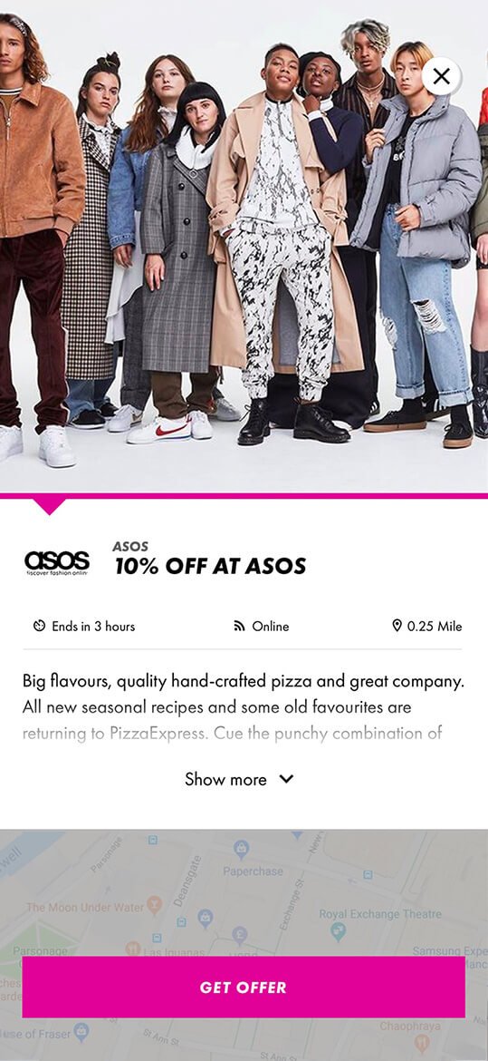 Showing an ASOS offer within the app