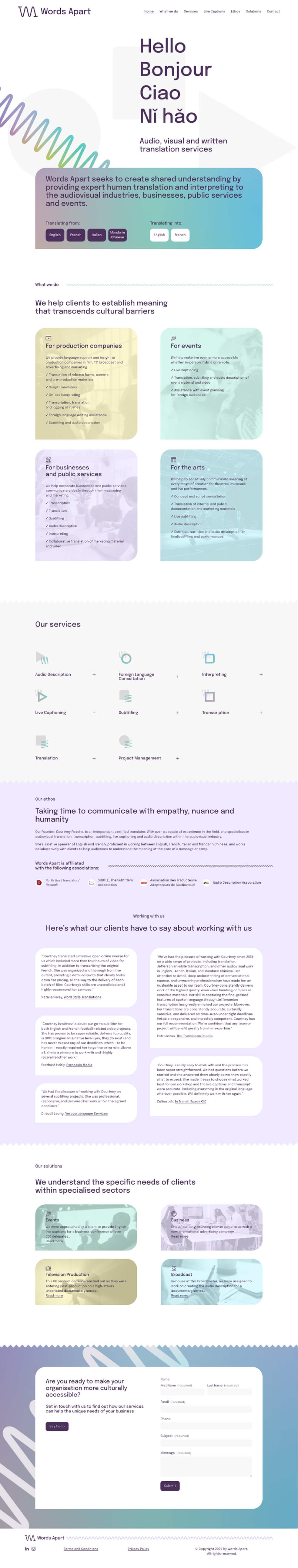 A design for the company's website, shown at desktop scale